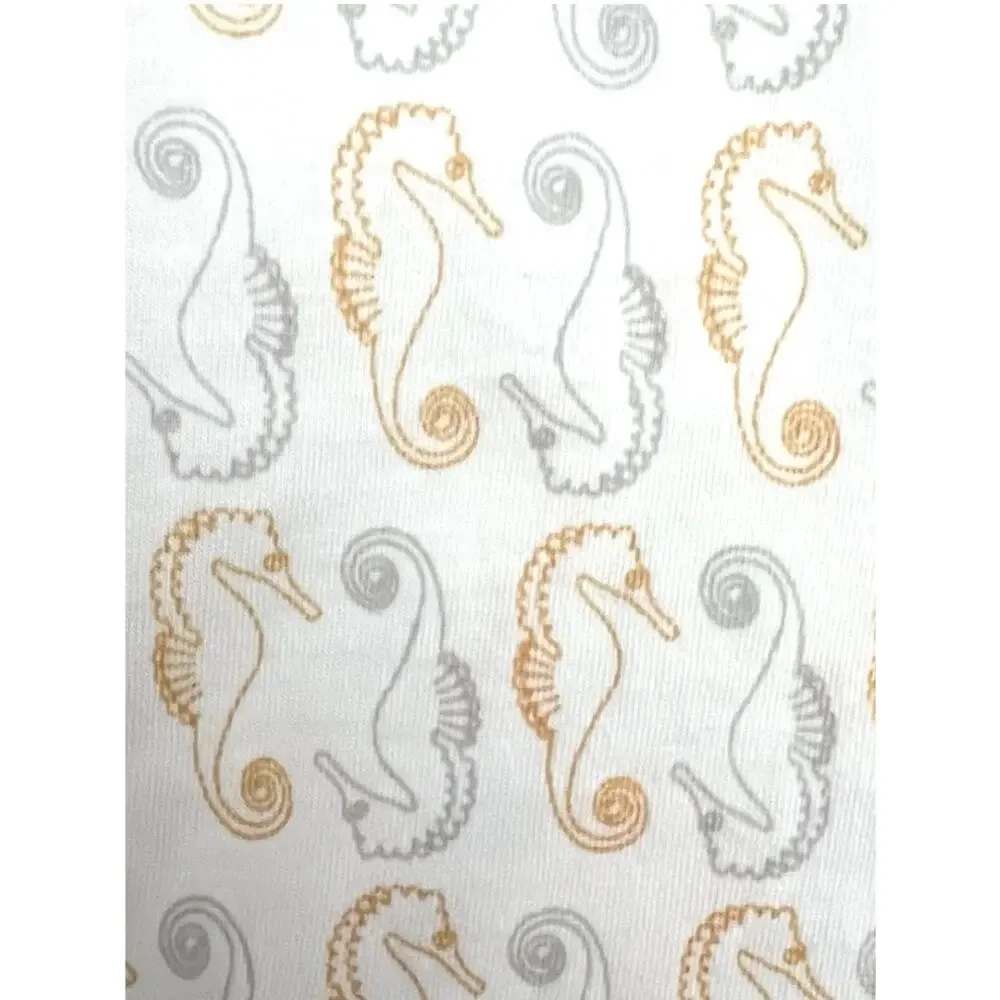 🦋3/$30 Feather Baby Romper Boys 3-6M White Seahorse Pima Cotton Henley Snap